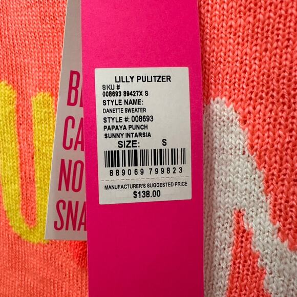 Lilly Pulitzer NWT Small Danette Sweater Papaya Punch Sunny Casual‎ Lightweight - Picture 4 of 10